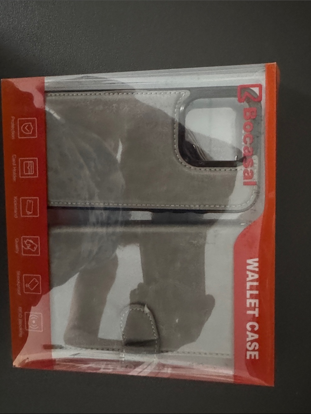 Gray Wallet Phone Case with Card Slots NWBox